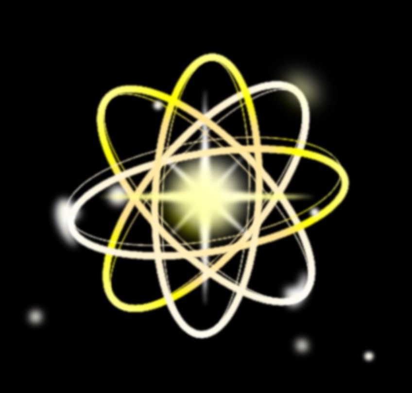 artist's rendition of boson yellow ellipses around center starburst